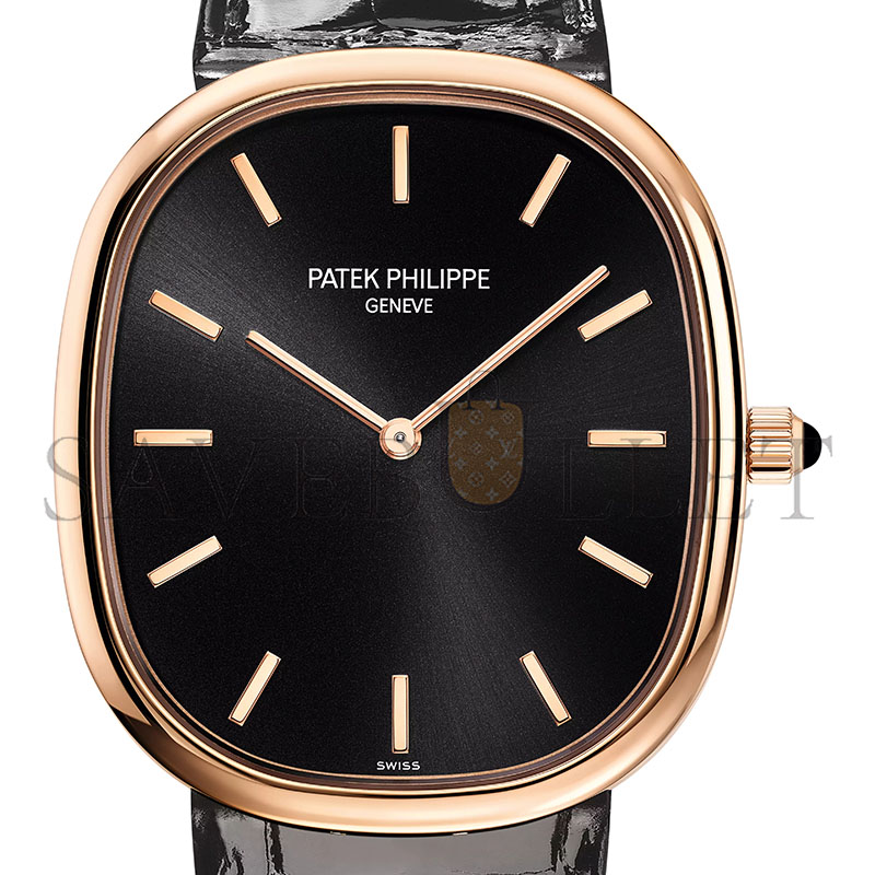 pat*k phi1i*pe G01den ellipse black dial rose gold watch ref. 5738r-001